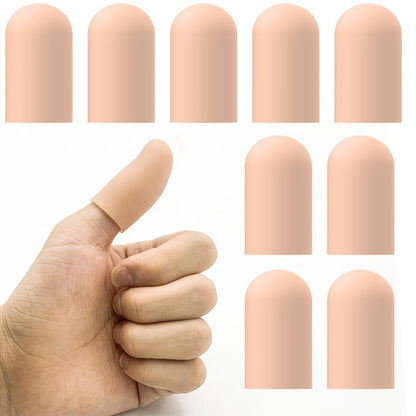 TYTDOUTER Gel-Fingerlinge für Daumen, 10 Stück Silikon-Fingerkappen, Gummischutz für Triggerfinger, Arthritis, rissige Haut, Nagelhaut, Hornhaut und Schmerzlinderung (Nude, Medium)