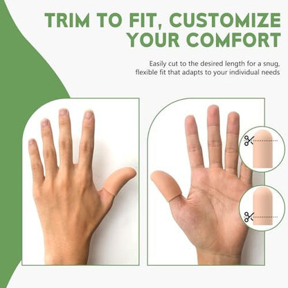 TYTDOUTER Gel-Fingerlinge für Daumen, 10 Stück Silikon-Fingerkappen, Gummischutz für Triggerfinger, Arthritis, rissige Haut, Nagelhaut, Hornhaut und Schmerzlinderung (Nude, Medium)