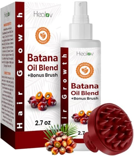 Batana-Öl für Haarwachstum – Haaröl-Spray mit Kopfhautmassagegerät – Natürliche Behandlung gegen Haarausfall, Ausdünnung, Geheimratsecken, Bruch – Stärkendes, verdickendes, volumenverleihendes Serum für alle Haartypen