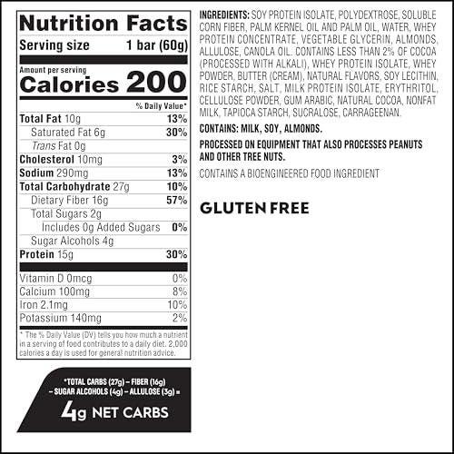 Atkins High Protein Riegel, Brownie Delight Geschmack, 15g Protein, 4g Netto-Kohlenhydrate, Keto Proteinriegel, Wenig Zucker, 4er Pack