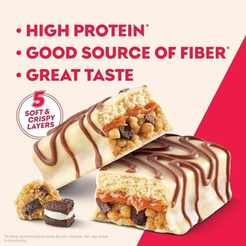 Atkins High Protein Riegel, Cookie Fusion Geschmack, 15g Protein, 4g Netto-Kohlenhydrate, Keto Proteinriegel, Wenig Zucker, 4er Pack