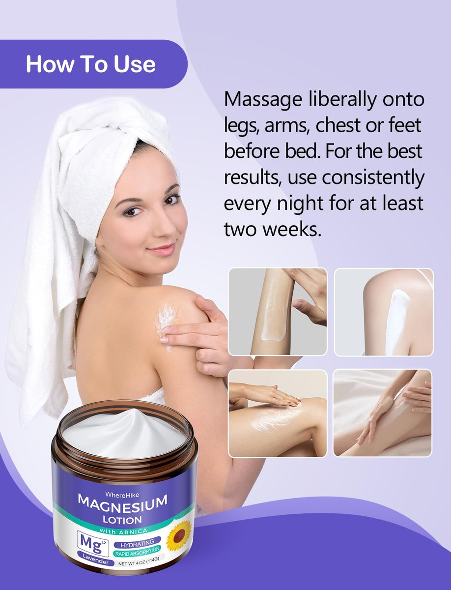 STILIP Magnesium Lotion mit Arnika – Magnesiumcreme für die Nachtpflege, leichte feuchtigkeitsspendende Körpercreme mit Lavendel, 114 g