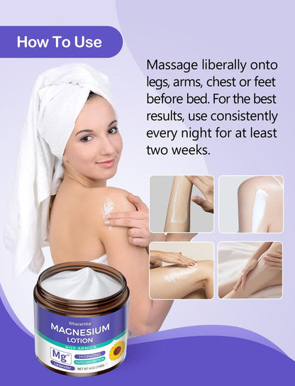 STILIP Magnesium Lotion mit Arnika – Magnesiumcreme für die Nachtpflege, leichte feuchtigkeitsspendende Körpercreme mit Lavendel, 114 g