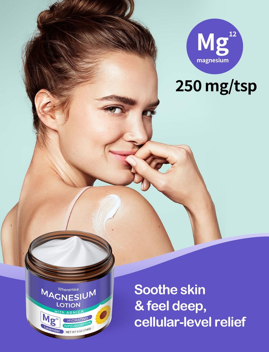STILIP Magnesium Lotion mit Arnika – Magnesiumcreme für die Nachtpflege, leichte feuchtigkeitsspendende Körpercreme mit Lavendel, 114 g