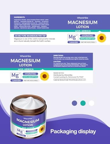 STILIP Magnesium Lotion mit Arnika – Magnesiumcreme für die Nachtpflege, leichte feuchtigkeitsspendende Körpercreme mit Lavendel, 114 g