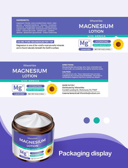 STILIP Magnesium Lotion mit Arnika – Magnesiumcreme für die Nachtpflege, leichte feuchtigkeitsspendende Körpercreme mit Lavendel, 114 g