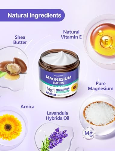 STILIP Magnesium Lotion mit Arnika – Magnesiumcreme für die Nachtpflege, leichte feuchtigkeitsspendende Körpercreme mit Lavendel, 114 g