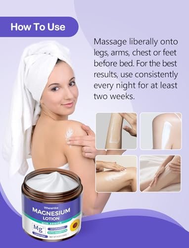STILIP Magnesium Lotion mit Arnika – Magnesiumcreme für die Nachtpflege, leichte feuchtigkeitsspendende Körpercreme mit Lavendel, 114 g