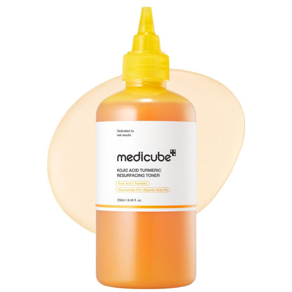 medicube Kojic Acid Turmeric Smoothing Toner – Leichter Toner für ausgeglichenen Hautton & Textur | Niacinamid, Glycolsäure für klare Glasskin | 250 ml