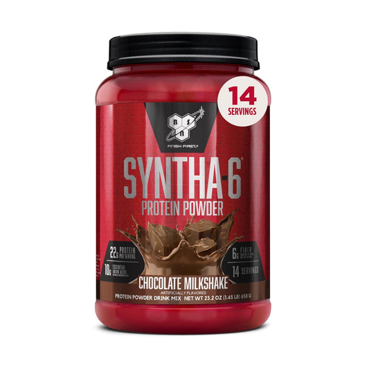 BSN SYNTHA-6 Premium Proteinpulver mit 6g Ballaststoffen, Molkenisolat, micellarem Kasein, Milchproteinisolat, 5g Fett, Schokoladenmilchshake, 14 Portionen, 1,45 Pfund (Verpackung kann variieren)