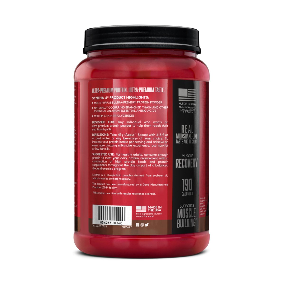 BSN SYNTHA-6 Premium Proteinpulver mit 6g Ballaststoffen, Molkenisolat, micellarem Kasein, Milchproteinisolat, 5g Fett, Schokoladenmilchshake, 14 Portionen, 1,45 Pfund (Verpackung kann variieren)