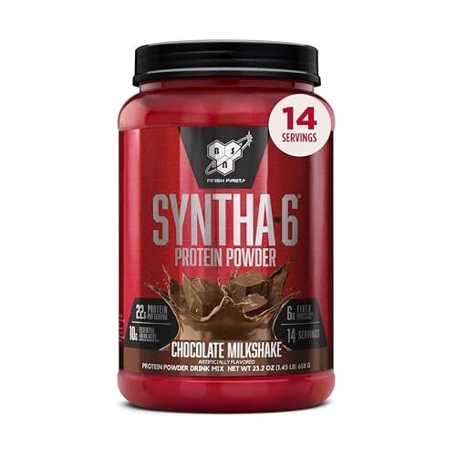 BSN SYNTHA-6 Premium Proteinpulver mit 6g Ballaststoffen, Molkenisolat, micellarem Kasein, Milchproteinisolat, 5g Fett, Schokoladenmilchshake, 14 Portionen, 1,45 Pfund (Verpackung kann variieren)