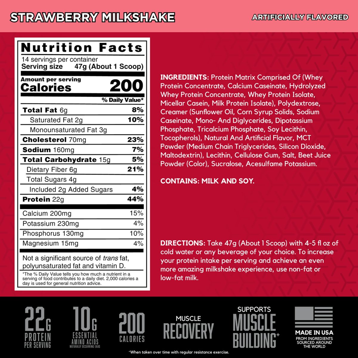 BSN SYNTHA-6 Premium Proteinpulver mit 6g Ballaststoffen, Molkenisolat, Micellarem Kasein, Milchproteinisolat, 6g Fett, Erdbeer-Milchshake, 14 Portionen, 1,45 Pfund (Verpackung kann variieren)