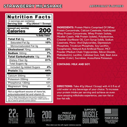 BSN SYNTHA-6 Premium Proteinpulver mit 6g Ballaststoffen, Molkenisolat, Micellarem Kasein, Milchproteinisolat, 6g Fett, Erdbeer-Milchshake, 14 Portionen, 1,45 Pfund (Verpackung kann variieren)