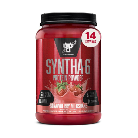 BSN SYNTHA-6 Premium Proteinpulver mit 6g Ballaststoffen, Molkenisolat, Micellarem Kasein, Milchproteinisolat, 6g Fett, Erdbeer-Milchshake, 14 Portionen, 1,45 Pfund (Verpackung kann variieren)