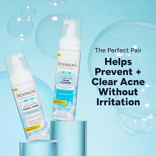 Dickinson's Witch Hazel Exfoliating Bubble Toner mit 0,5 % Salicylsäure, Glykolsäure & Niacinamid | Reinigt Poren, glättet die Hauttextur, hellt die Haut auf | Alkoholfrei, parfümfrei | 150 ml