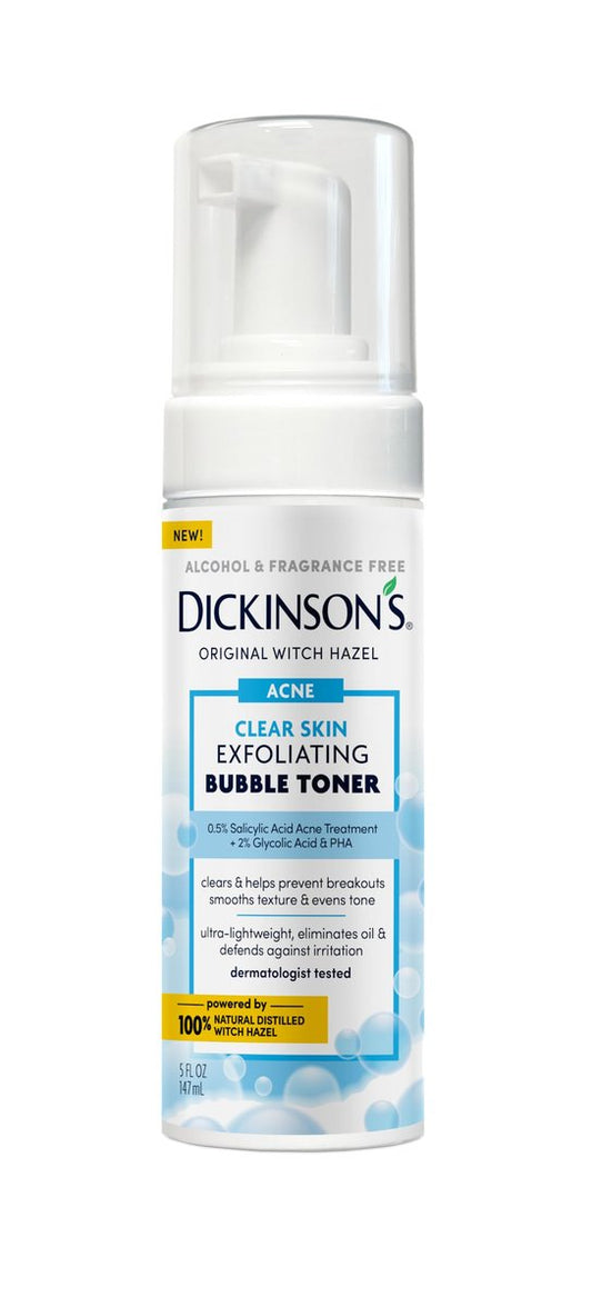 Dickinson's Witch Hazel Exfoliating Bubble Toner mit 0,5 % Salicylsäure, Glykolsäure & Niacinamid | Reinigt Poren, glättet die Hauttextur, hellt die Haut auf | Alkoholfrei, parfümfrei | 150 ml