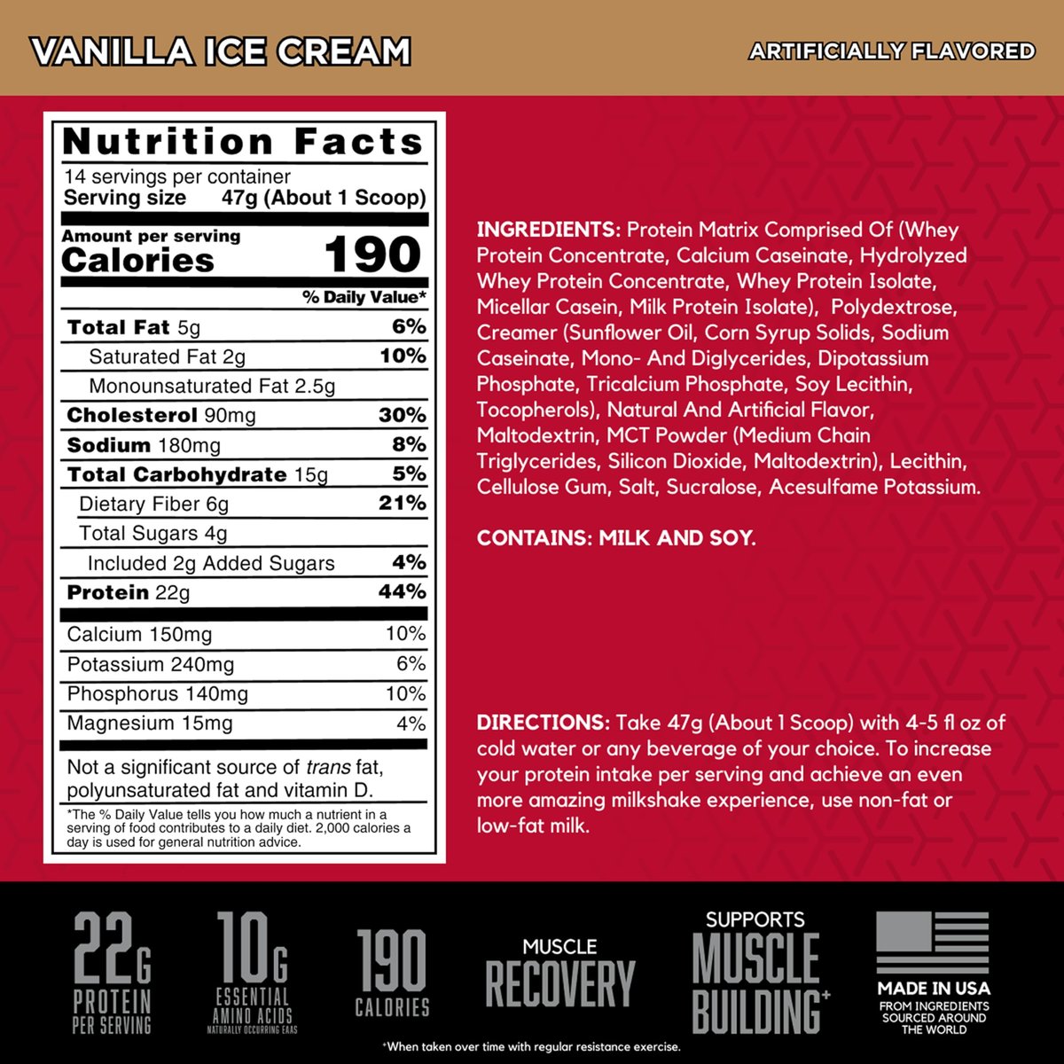 BSN SYNTHA-6 Premium Proteinpulver mit 6g Ballaststoffen, Molkenisolat, Micellares Kasein, Milchproteinisolat, 5g Fett, Vanilleeis, 14 Portionen, 1,45 Pfund (Verpackung kann variieren)