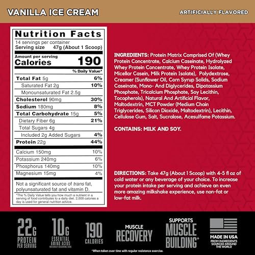 BSN SYNTHA-6 Premium Proteinpulver mit 6g Ballaststoffen, Molkenisolat, Micellares Kasein, Milchproteinisolat, 5g Fett, Vanilleeis, 14 Portionen, 1,45 Pfund (Verpackung kann variieren)