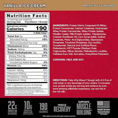 BSN SYNTHA-6 Premium Proteinpulver mit 6g Ballaststoffen, Molkenisolat, Micellares Kasein, Milchproteinisolat, 5g Fett, Vanilleeis, 14 Portionen, 1,45 Pfund (Verpackung kann variieren)