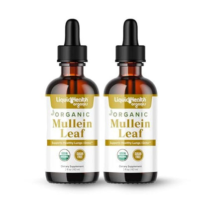 LIQUIDHEALTH USDA Bio-Mulllblatt-Extrakt-Tropfen für die Lunge - Kräuter-Reinigungstropfen für Raucher, Immununterstützung, Atemwegsgesundheit - 1000mg, zuckerfrei, vegan, hergestellt in den USA (2er-Pack)