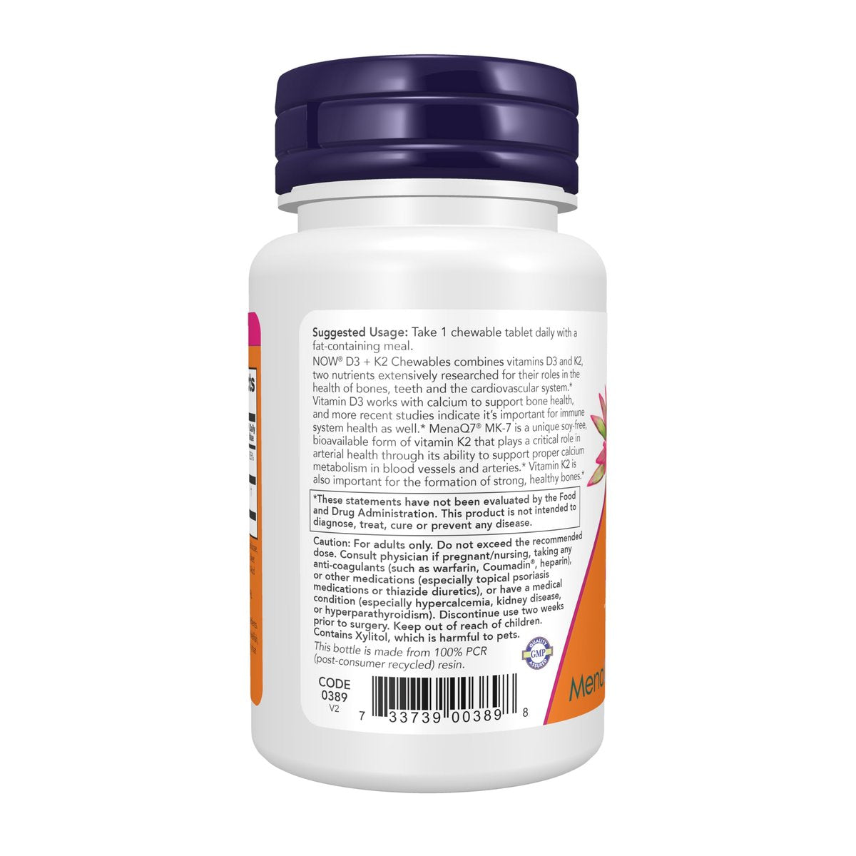 NOW Foods D3 K2 Kautabletten, 90 Kautabletten – Vitamin D3 & K2 Kombination
