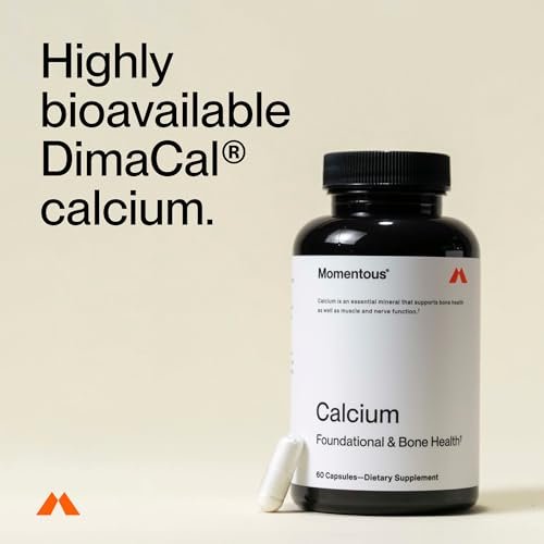 Momentous Calcium mit DimaCal Supplement - 250 mg Kapseln für grundlegende & Knochengesundheit - NSF zertifiziert für den Sport - glutenfrei - 60 Portionen