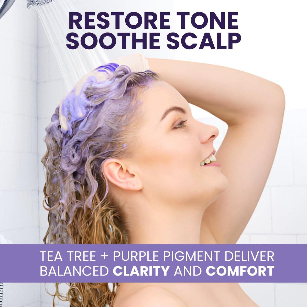 KESMEDIK Tea Tree Purple Shampoo & Conditioner Set mit Rosmarin & Aloe – Professioneller Anti-Brass-Toner, entfernt Gelbstiche für graues, blondiertes, weißes & blondes Haar, erfrischt die Kopfhaut, sulfatfrei