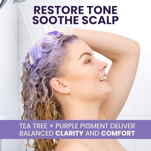 KESMEDIK Tea Tree Purple Shampoo & Conditioner Set mit Rosmarin & Aloe – Professioneller Anti-Brass-Toner, entfernt Gelbstiche für graues, blondiertes, weißes & blondes Haar, erfrischt die Kopfhaut, sulfatfrei