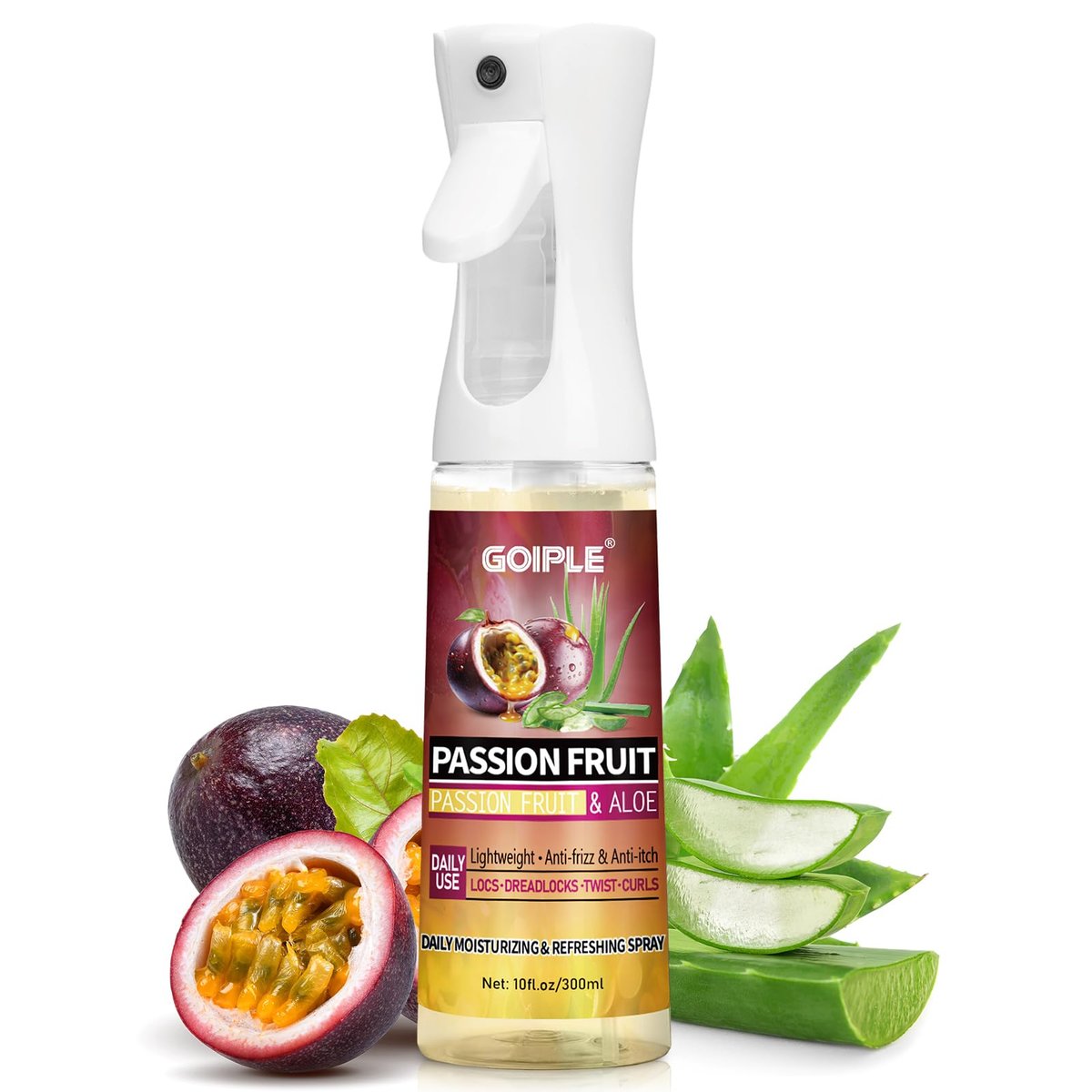Goiple Loc Feuchtigkeitsspray für stumpfe, trockene Locs - Tägliches Passionsfrucht Haar- und Kopfhaut-Moisturizer für Dreadlocks, Locs, Microlocks, Braids - Leichtes erfrischendes Loc Spray gegen Frizz