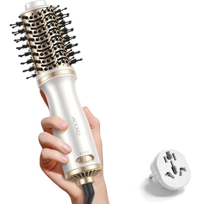 AOOKO Dual Voltage Mini Haartrockner-Bürste 4-in-1, 120-240V für Europareisen, Champagner Gold