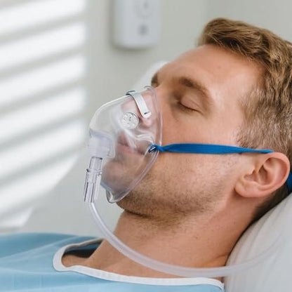 Ventisera 2er-Pack Sauerstoffmaske für Erwachsene mit 2 m Schlauch und verstellbarem elastischen Band – Klar, Größe M L (ohne Becher)