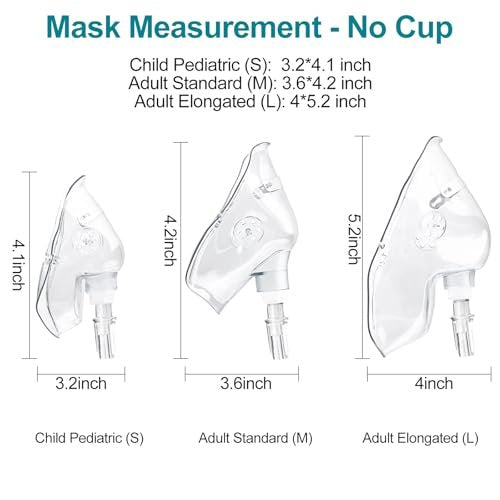 Ventisera 2er-Pack Sauerstoffmaske für Erwachsene mit 2 m Schlauch und verstellbarem elastischen Band – Klar, Größe M L (ohne Becher)