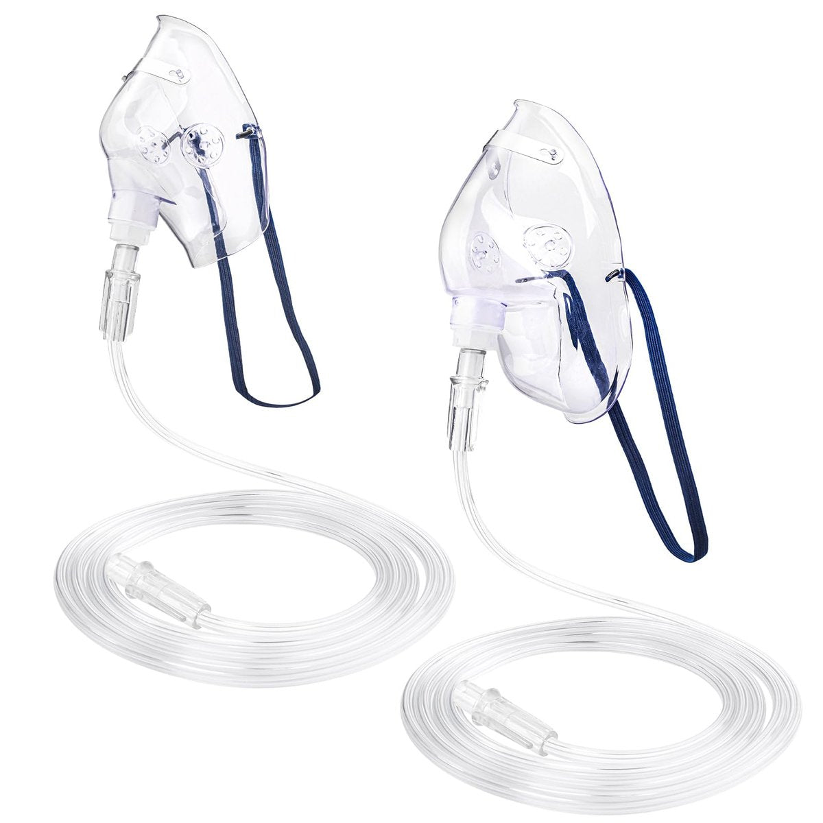 Ventisera 2er-Pack Sauerstoffmaske für Erwachsene mit 2 m Schlauch und verstellbarem elastischen Band – Klar, Größe M L (ohne Becher)