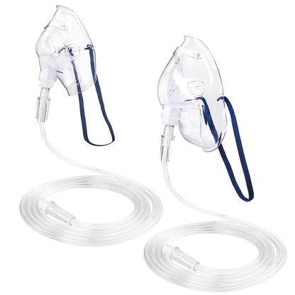 Ventisera 2er-Pack Sauerstoffmaske für Erwachsene mit 2 m Schlauch und verstellbarem elastischen Band – Klar, Größe M L (ohne Becher)