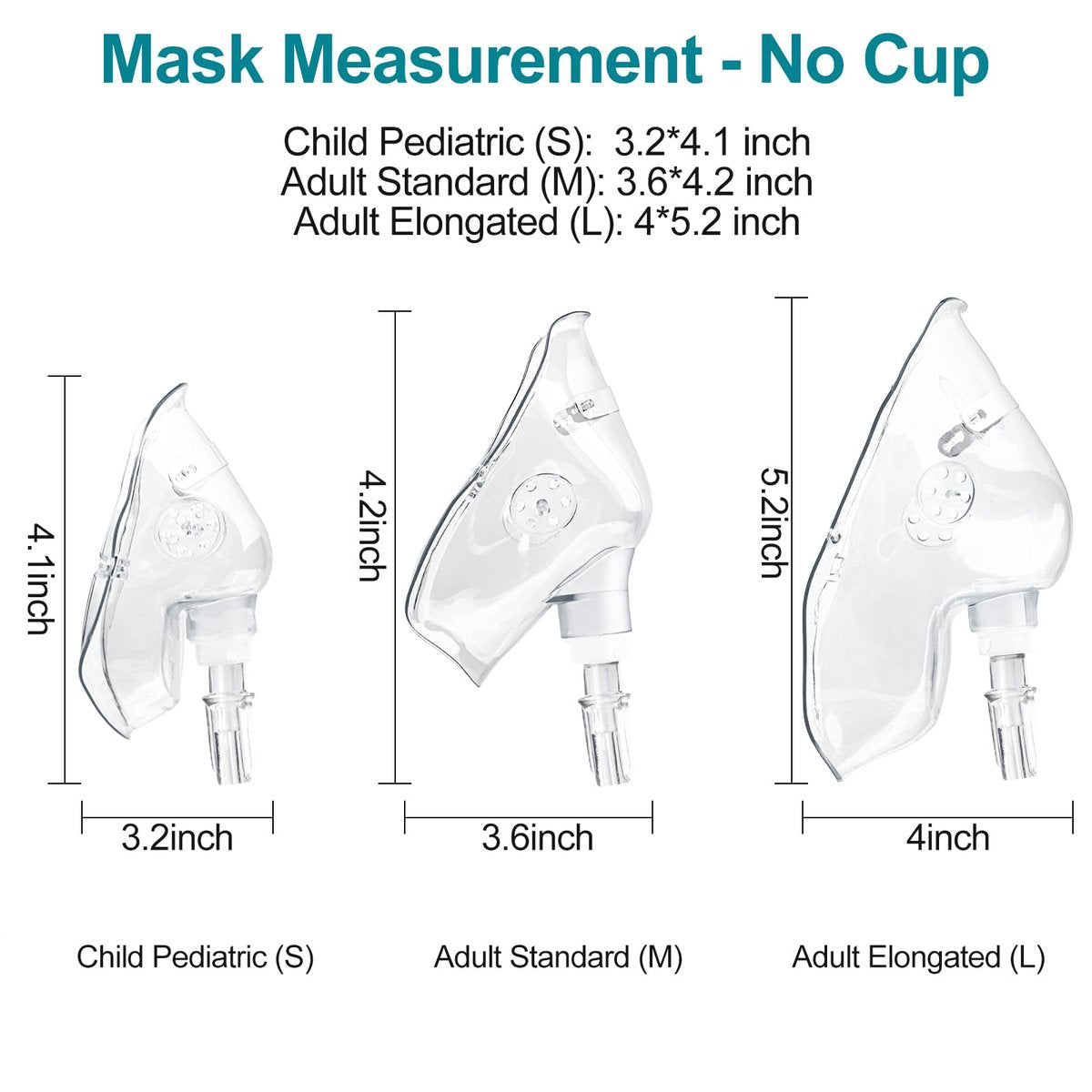 Ventisera 2er-Pack Sauerstoffmaske für Erwachsene mit 2 m Schlauch und verstellbarem elastischen Band – Klar, Größe M L (ohne Becher)