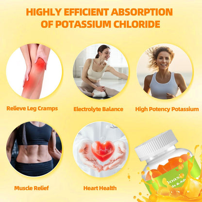 Boasi Kalium Gummibärchen 1200mg, 90 Stück - Zuckerfreie Elektrolyt-Gummis für Muskelentspannung & Herzgesundheit - Kaliumpräparat für Erwachsene, Frauen und Männer
