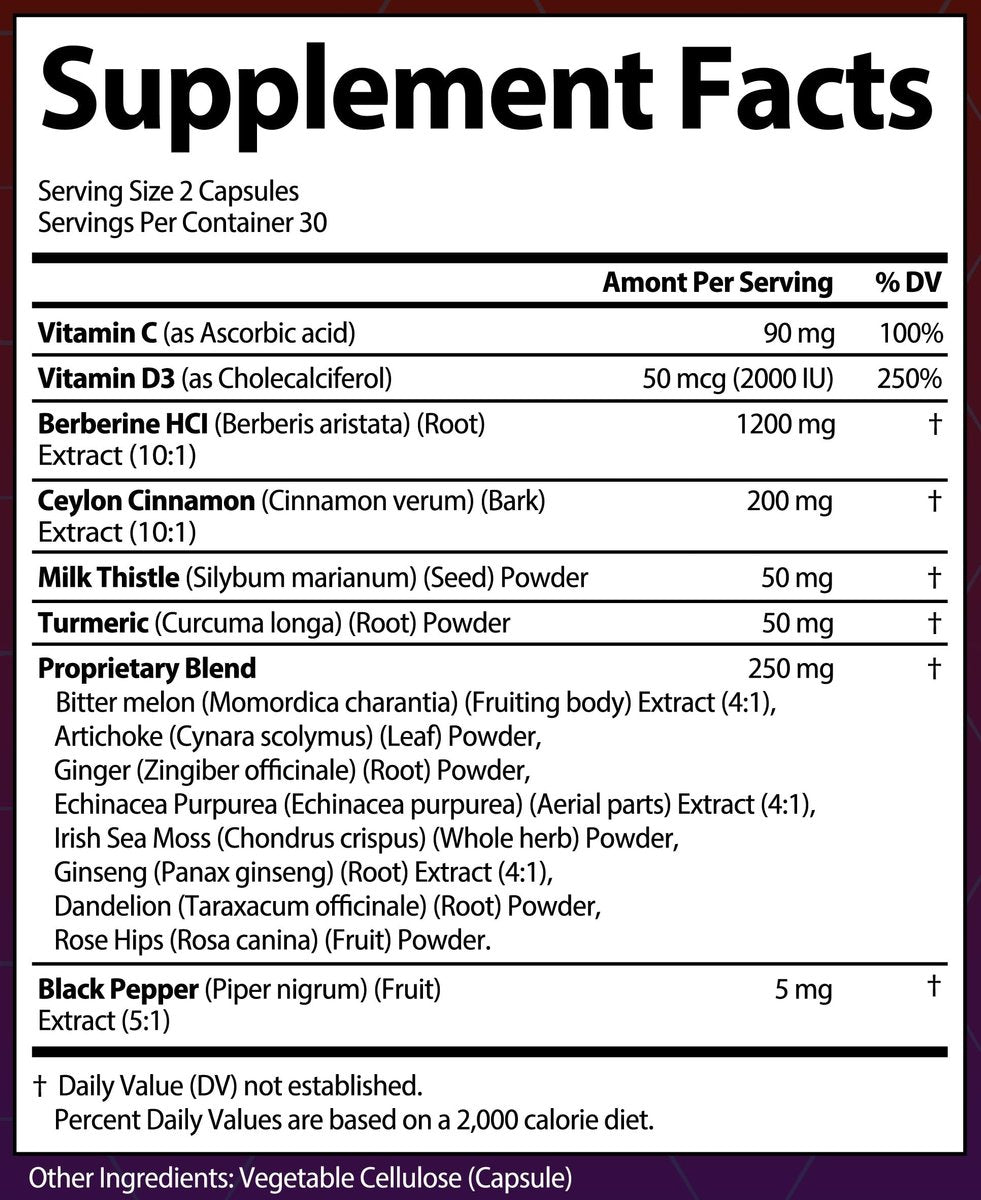 Berberin mit Ceylon-Zimt, Mariendistel, Kurkuma, Bittermelone – Organischer Komplex für Männer & Frauen, Non-GMO, glutenfrei, vegan, USA