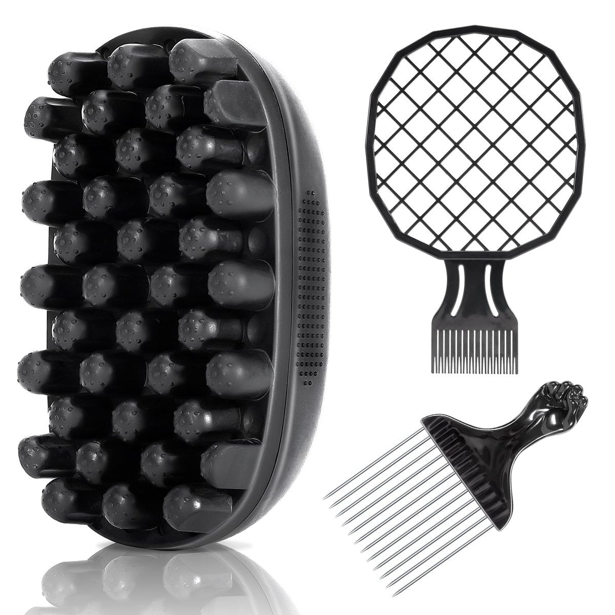 Belongtous Premium Twist Hair Sponge Brush Set – Twist Styler & Metall-Pick für Afro-, Locken- und Kurzhaar – für Männer & Frauen