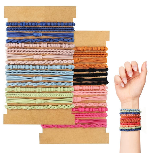 32-teiliges Boho-Armband-Haargummi-Set – Keine Schäden, elastische Armbänder, weiche Haargummis für Frauen und Mädchen, geeignet für dickes und dünnes Haar