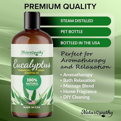 Naturopathy Eukalyptus Ätherisches Öl, therapeutische Qualität, Premium – Ideal für Aromatherapie (500 ml)