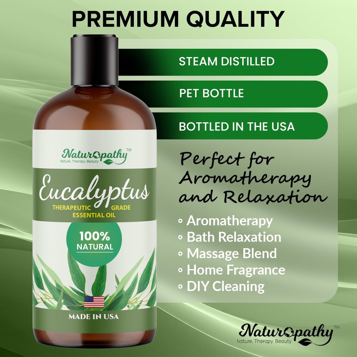 Naturopathy Eukalyptus Ätherisches Öl, therapeutische Qualität, Premium – Ideal für Aromatherapie (500 ml)