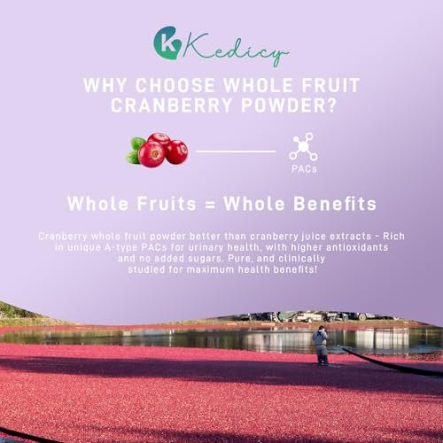 Kedicy Cranberry Kapseln für Frauen – 36 mg lösliche PACs aus ganzen New England Cranberries – Unterstützung der Harnwegsgesundheit & UTI-Abwehr – 60 Kapseln