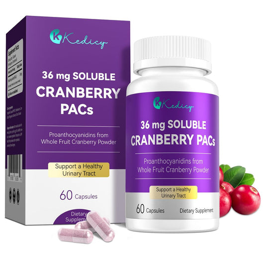 Kedicy Cranberry Kapseln für Frauen – 36 mg lösliche PACs aus ganzen New England Cranberries – Unterstützung der Harnwegsgesundheit & UTI-Abwehr – 60 Kapseln
