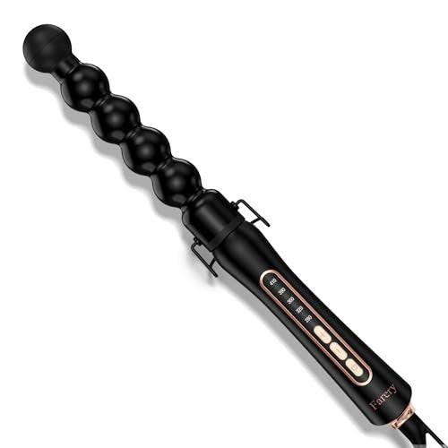 Farery Bubble Lockenwickler für langes Haar – 32 mm Keramik-Tourmalin-Fass ohne Feder für definierte Spirallocken und Wellen, glänzende Ergebnisse, inklusive Hitzeschutzhandschuh, 5 Temperatureinstellungen, Doppelspannung