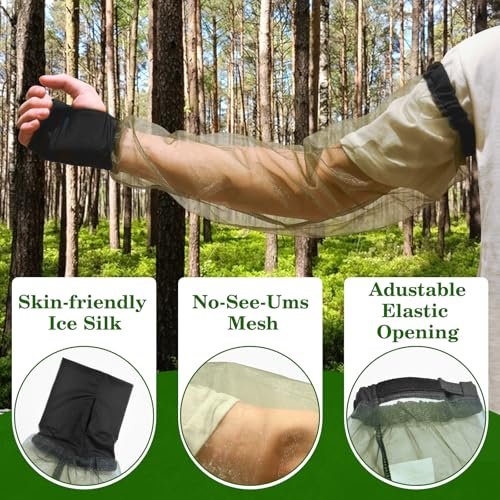 South to East Premium Moskitohüllen für Insekten, 2er-Pack, Zecken-, Fliegen- & Mückenschutz | No-See-Um-Netz für Camping, Wandern, Angeln, Gartenarbeit, verstellbare Armarterie für Erwachsene, inklusive 1 Tragetasche