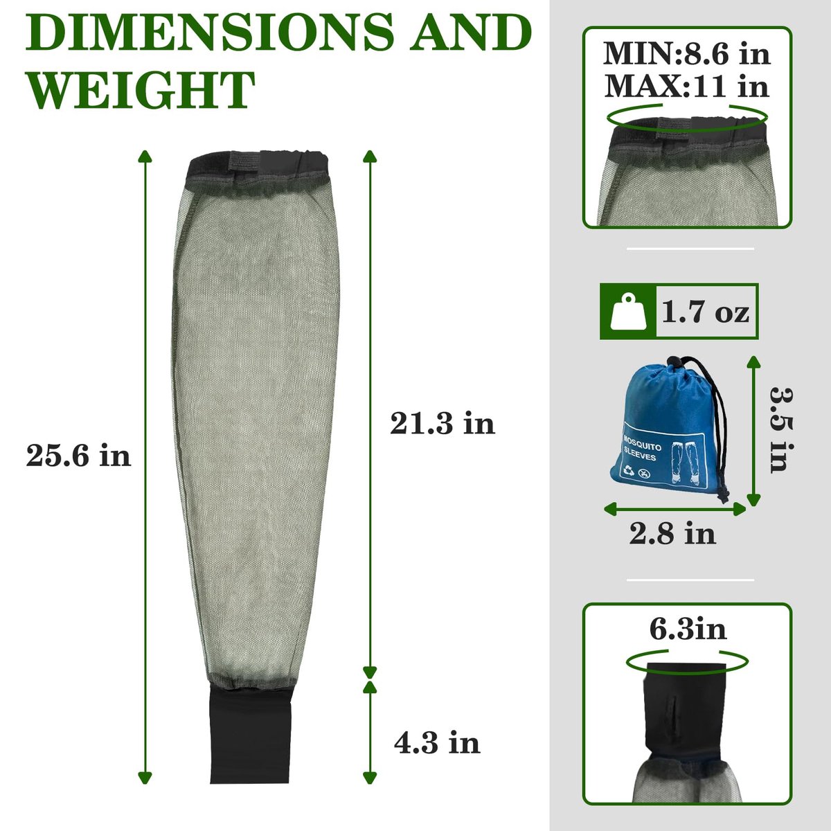 South to East Premium Moskitohüllen für Insekten, 2er-Pack, Zecken-, Fliegen- & Mückenschutz | No-See-Um-Netz für Camping, Wandern, Angeln, Gartenarbeit, verstellbare Armarterie für Erwachsene, inklusive 1 Tragetasche