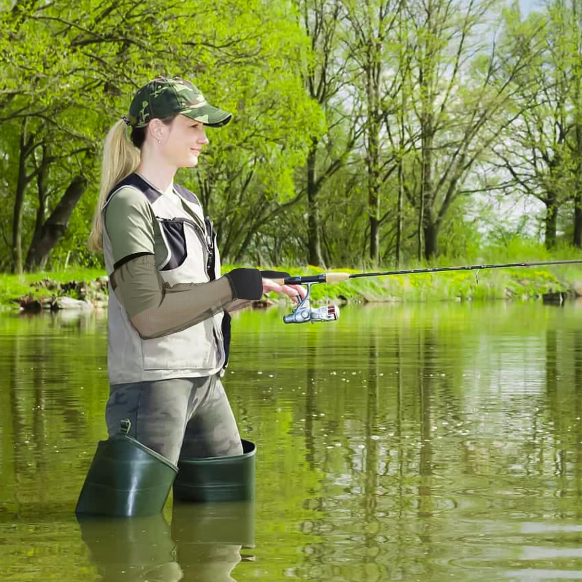 South to East Premium Moskitohüllen für Insekten, 2er-Pack, Zecken-, Fliegen- & Mückenschutz | No-See-Um-Netz für Camping, Wandern, Angeln, Gartenarbeit, verstellbare Armarterie für Erwachsene, inklusive 1 Tragetasche