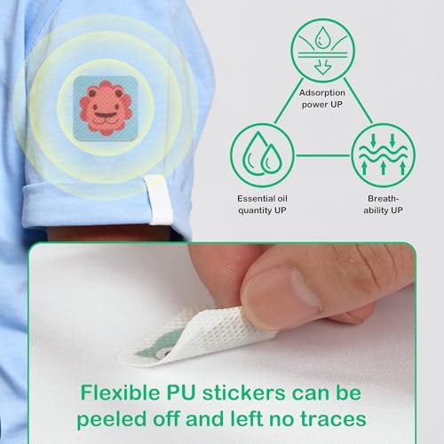 BuggyBands 360er-Pack Mückensticker für Kinder, mit 6 Mückenarmbändern, Insektenschutz-Sticker natürlich, DEET-frei, pflanzliche Inhaltsstoffe, Mückenpflaster für Outdoor und Camping