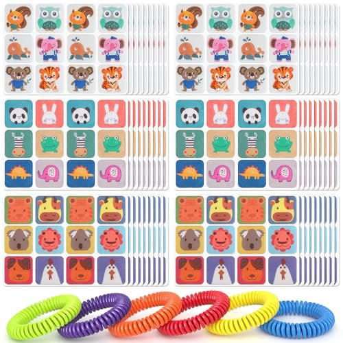 BuggyBands 360er-Pack Mückensticker für Kinder, mit 6 Mückenarmbändern, Insektenschutz-Sticker natürlich, DEET-frei, pflanzliche Inhaltsstoffe, Mückenpflaster für Outdoor und Camping